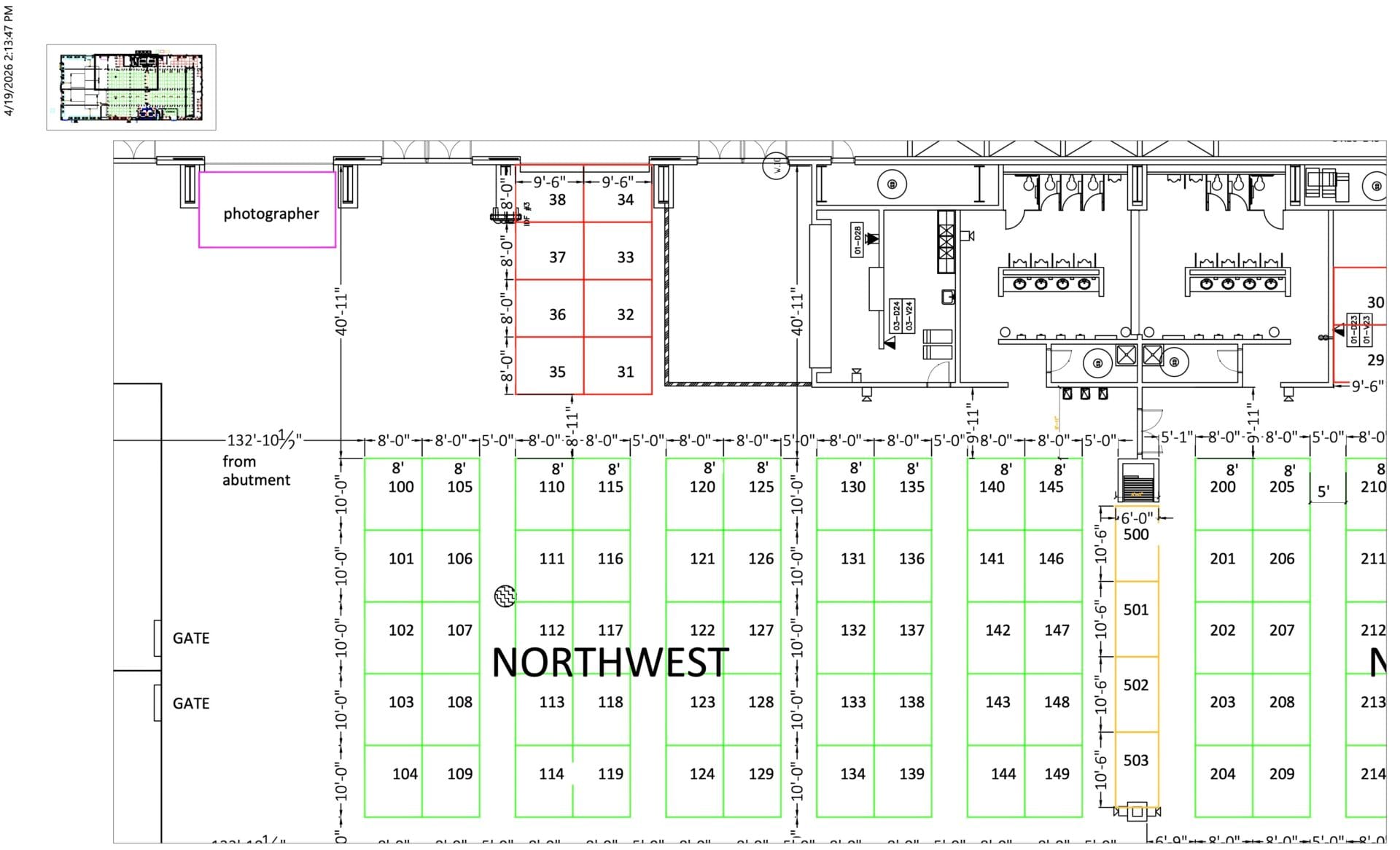 Event floor plan with booth numbers and layout